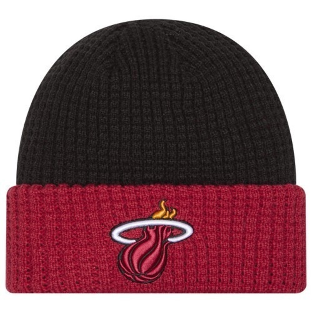 New Era Miami Heat New Era Heat Waffled Knit Hat - Adult Red/Black  One Size New